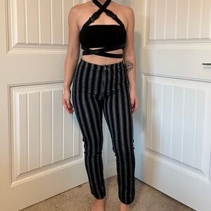 Brandy Melville Black and White Striped Skinny Pants